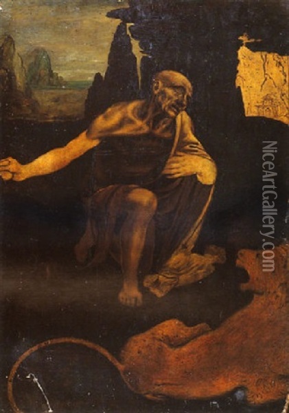 Saint Jerome Oil Painting - Leonardo Da Vinci