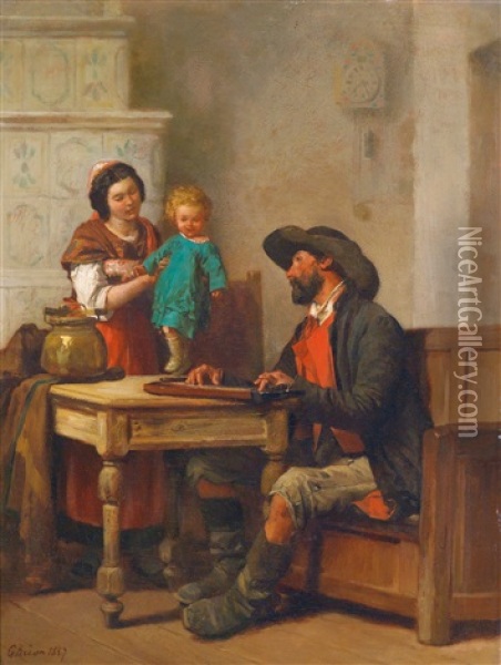 Der Zitherspieler Oil Painting - Gustave Brion