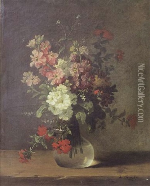 Bouquet De Fleurs Dans Un Vase Oil Painting - Andre Perrachon
