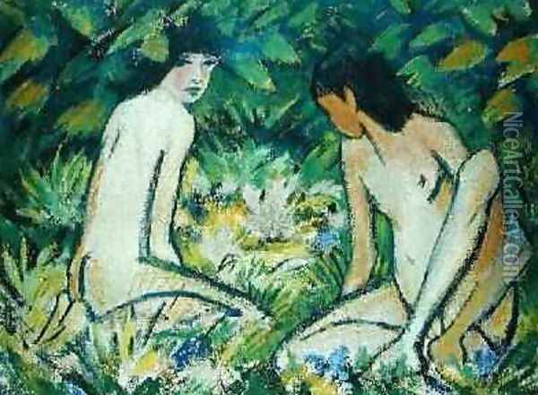 Girls in the Open Air Oil Painting - Otto Mueller