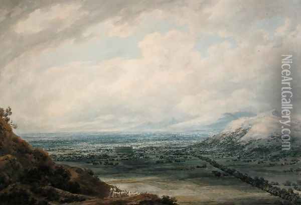 The Lake of Albano and Castel Gandolfo Oil Painting - John Robert Cozens