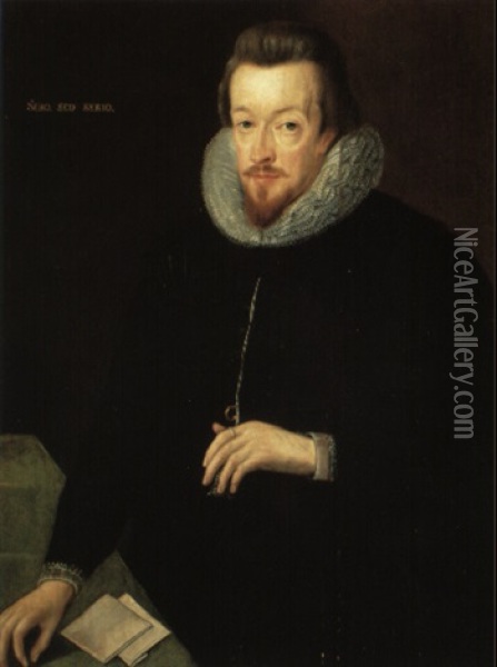 Portrait Of Sir Rober Cecil, 1st Viscount Cranbourne Oil Painting - John Decritz the Elder