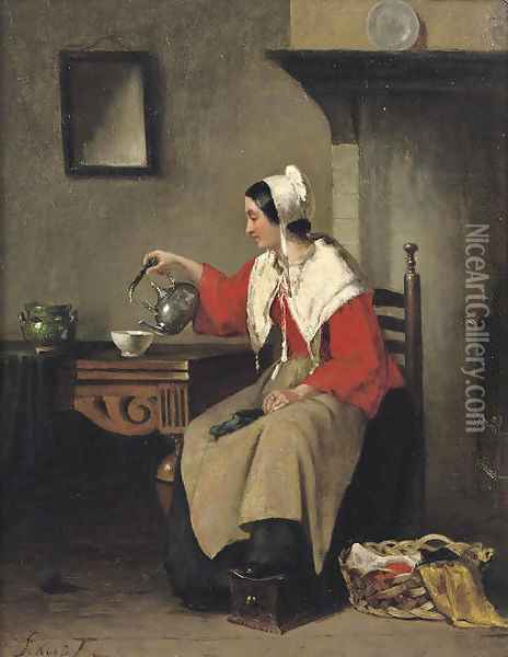 Pouring tea Oil Painting - Sipke Kool