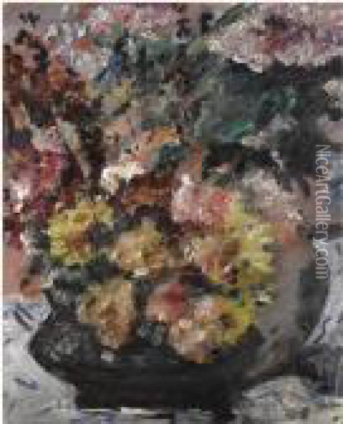Blumen Im Bronzekubel (flowers In A Bronze Bucket) Oil Painting - Lovis (Franz Heinrich Louis) Corinth