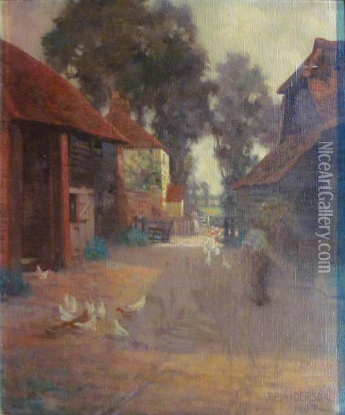 The Farmyard Oil Painting - James Bell Anderson