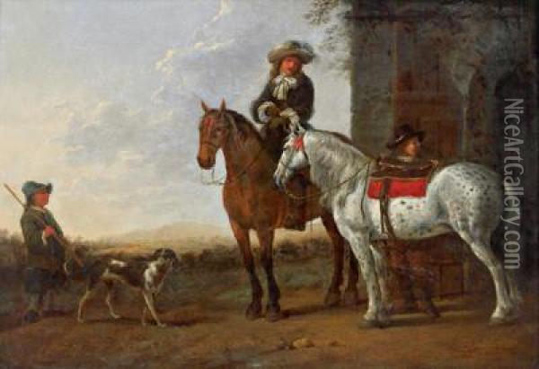 Aufbruch Zur Jagd Oil Painting - Abraham Van Calraet