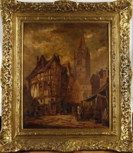 Stadsmov Med Kyrka Oil Painting - Alfred Ward