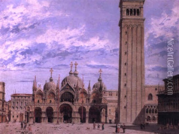 Figures Before St. Mark's, Venice Oil Painting - Antonietta Brandeis
