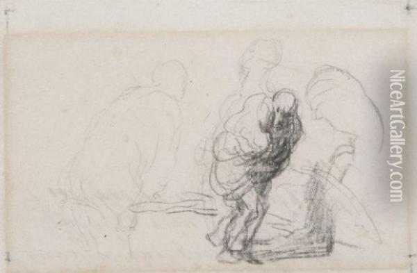 Etude De Personnages Oil Painting - Honore Daumier