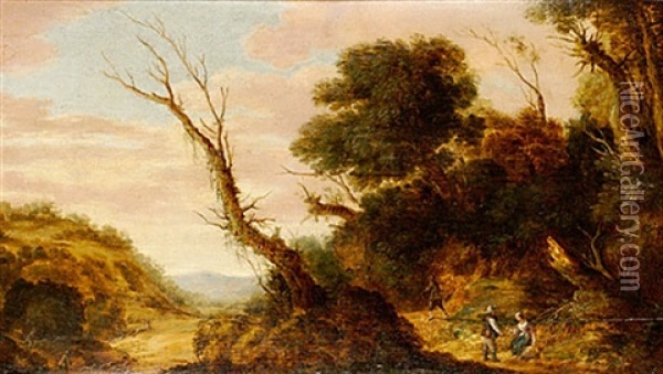 Bergigt Landskap Med Figurer Oil Painting - Joos de Momper the Younger