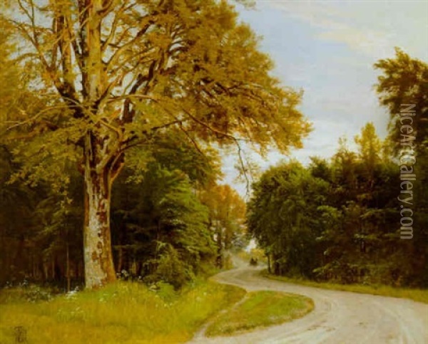 Skovparti Med Hestekoretoj Oil Painting - Thorvald Simeon Niss