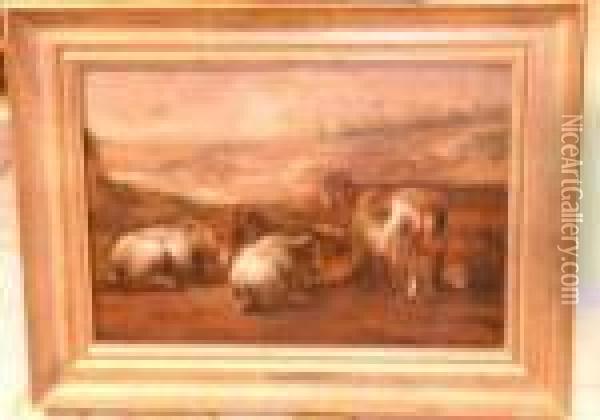 Goats And Sheep At Rest In A Mountain Landscape Oil Painting - Aelbert Cuyp