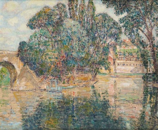 Les Iles A Poissy Oil Painting - George Morren