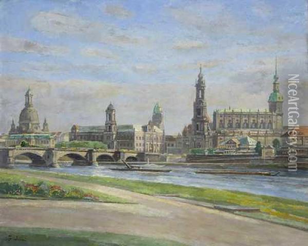 Blick Auf Dresden Oil Painting - Walter Friederici