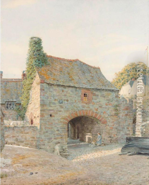 Old Buildings At Kingswear, South Devon Oil Painting - George Price Boyce