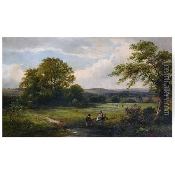 Picnic In A Field Oil Painting - David Payne