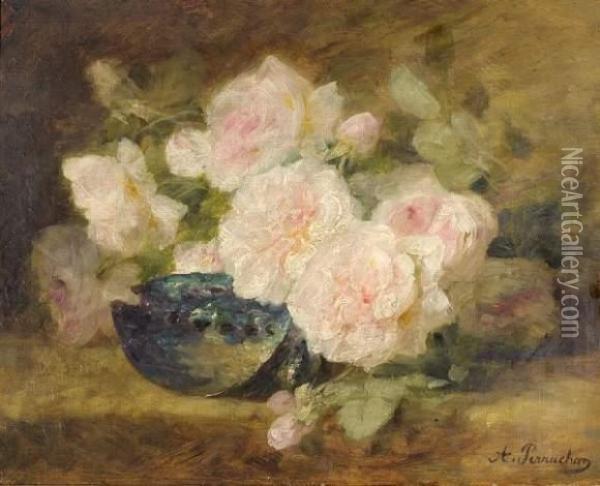 Nature Morte Aux Roses Oil Painting - Andre Perrachon