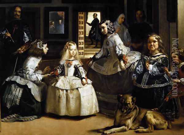 Las Meninas (detail-1) 1656-57 Oil Painting - Diego Rodriguez de Silva y Velazquez