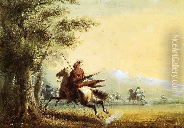 Indians in Pursuit Oil Painting - Alfred Jacob Miller