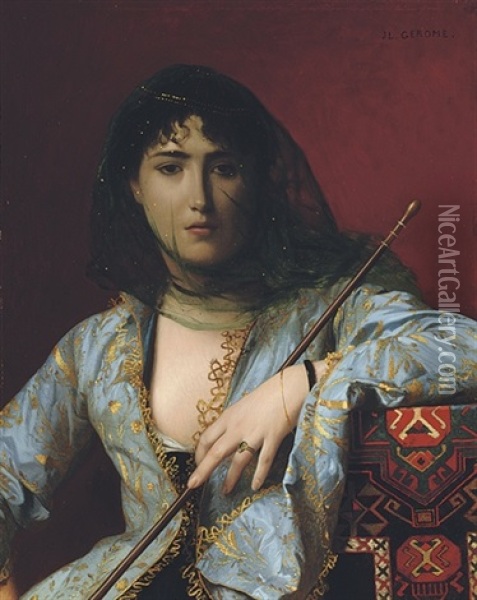 Femme Circassienne Voilee, Veiled Circassian Beauty Oil Painting - Jean-Leon Gerome