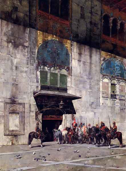 The Pasha's Escort Oil Painting - Alberto Pasini