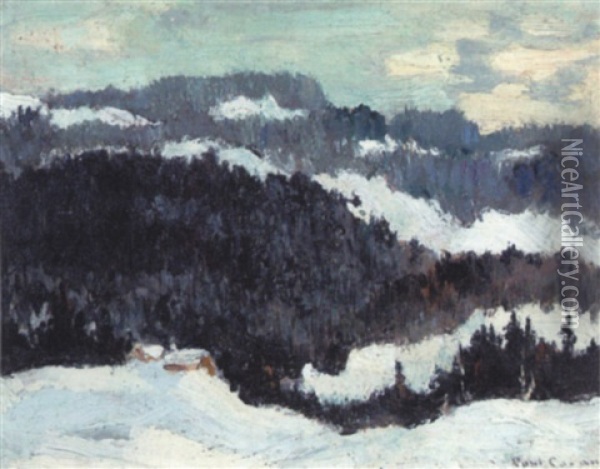 Fir-clad Hills In Winter Oil Painting - Paul Archibald Octave Caron