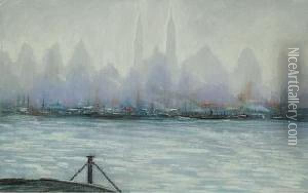 Manhattan Skyline Oil Painting - Walter Koeniger