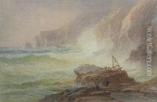 Life On A Cornish Coast Oil Painting - Thomas Hart