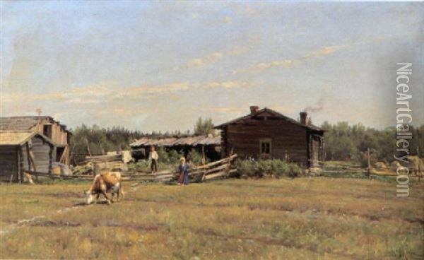 Torp I Tavastland Oil Painting - Magnus Hjalmar Munsterhjelm