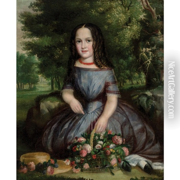 Portrait Of A Girl In A Landscape Oil Painting - Robert Reginald Whale
