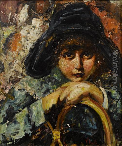Fanciulla Con Cappello Oil Painting - Vincenzo Irolli