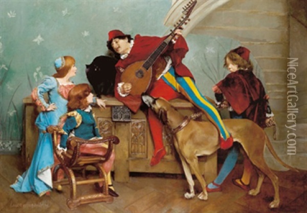 Der Troubadur Oil Painting - Louis Robert Carrier-Belleuse