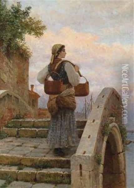 Youngvenetian Woman Oil Painting - Nazareno Cipriani