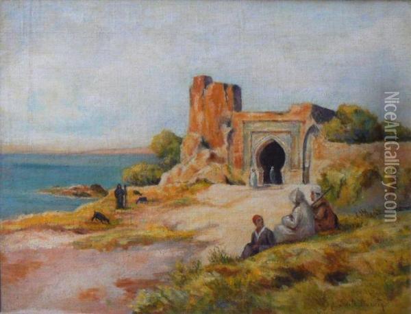 Paysage Orientaliste En Bord De Mer Oil Painting - Emile Boivin