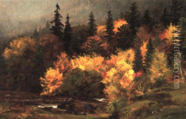 Autumn Foliage In The White Mountains Oil Painting - Jasper Francis Cropsey