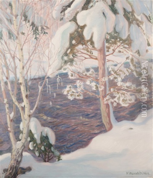 Winter Landscape Oil Painting - Vaeinoe Alfred Blomstedt