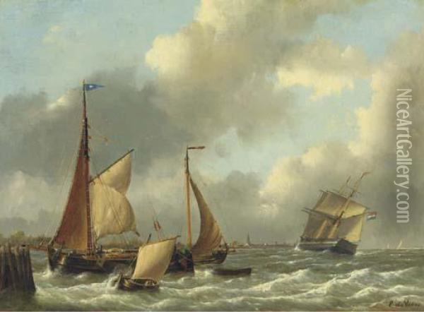 A Busy Estuary Oil Painting - Emanuel De Vries