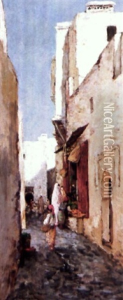 Rue Du Palmier (casbah D'alger) Oil Painting - Marc Alfred Chataud