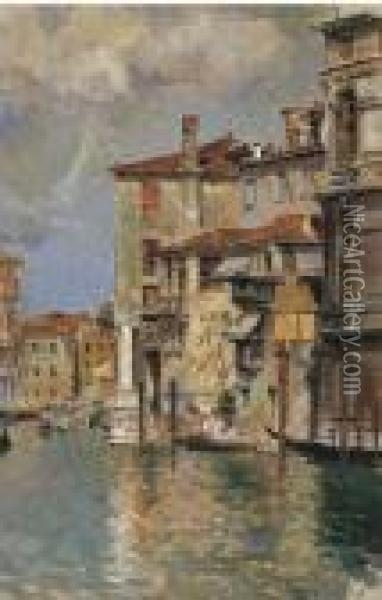 Canale A Venezia Oil Painting - Antonio Maria de Reyna