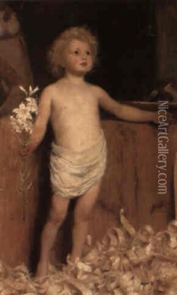 'and The Child Grew, Waxed Strong In Spirit, Filled With Wisdom' Oil Painting - Alfred Edward Emslie