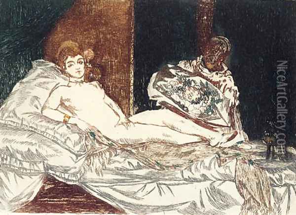 Olympia (Large Plate) Oil Painting - Edouard Manet