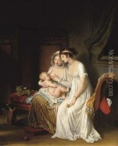 La Nourrice (the Wet Nurse) Oil Painting - Marguerite Gerard