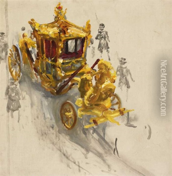 The Coronation Coach (study For Piccadilly) Oil Painting - John Lavery