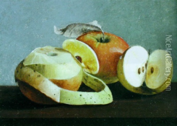 Apples On A Table Top Oil Painting - Austin C. Wooster