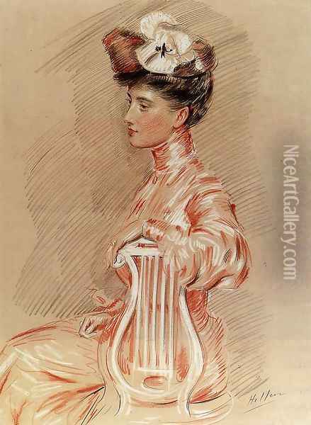 Seated Young Woman Oil Painting - Paul Cesar Helleu