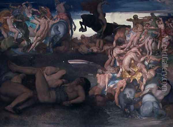 Amazons Fighting Oil Painting - Rudolf Jettmar