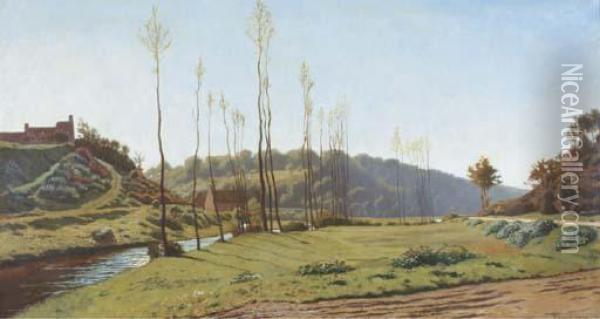 A Quiet Summer Landscape Oil Painting - Ernest Emile Armand-Delille