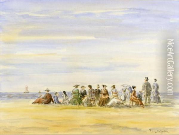 Scene De Plage Oil Painting - Fransiscus Willem Helfferich