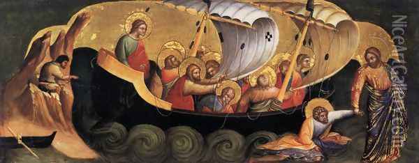 Christ Rescuing Peter from Drowning c 1370 Oil Painting - Lorenzo Veneziano