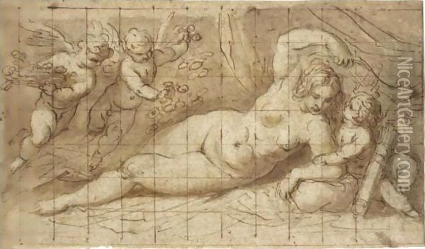 Venus And Cupid Oil Painting - Palma Vecchio (Jacopo Negretti)